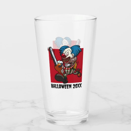 Crazy Clown Add The Year Halloween Party Cartoon Glas (Rückseite)