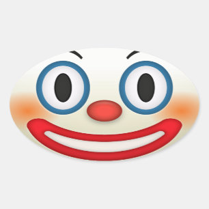 Crazy Clown Emoji Ovaler Aufkleber