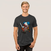 Crazy Clown Halloween Horror Chainsaw Cartoon Tri-Blend Shirt (Vorderseite voll)