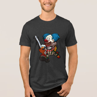 Crazy Clown Halloween Horror Chainsaw Cartoon Tri-Blend Shirt