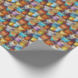Crazy Coffee Cups Watercolor Muster Geschenkpapier