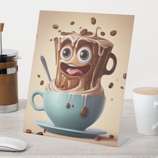 Crazy Coffee - Pedestal-Zeichen Sockelschild (In Situ)