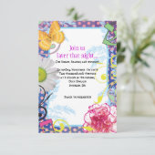 CRAZY COLLAGE Bat Mitzvah Party Card Einladung (Stehend Vorderseite)