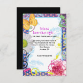 CRAZY COLLAGE Bat Mitzvah Party Card Einladung (Vorne/Hinten)