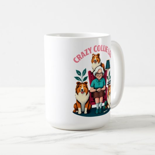 Crazy Collie Lady Kaffeetasse (VorderseiteRechts)