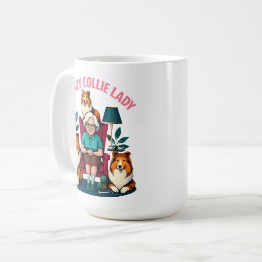 Crazy Collie Lady Kaffeetasse (Vorderseite Links)