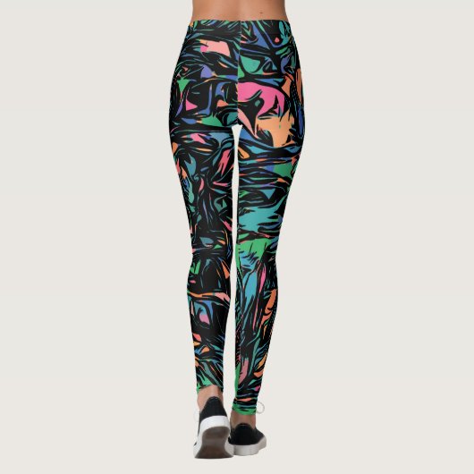 Crazy Colorful Abstrakt Graffitti Pattern Leggings (Rückseite)