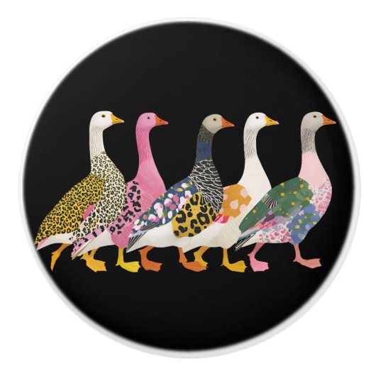 Crazy Colorful Geese Keramikknauf (Vorderseite)