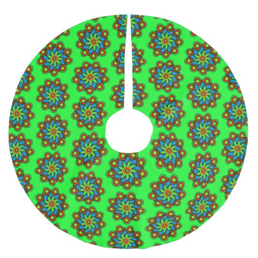 Crazy-Colorful handgezeichnet Mandala Polyester Weihnachtsbaumdecke (Vorderseite)