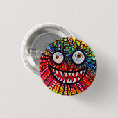 Crazy Colorful Monster Lächeln Button (Vorne & Hinten)