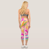 Crazy Colorful Psychedelic Festive Gefärbte Krawat Capri Leggings (Rückseite)