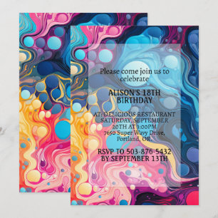 Crazy Colorful Wavy Print Geburtstagsparty Einladung
