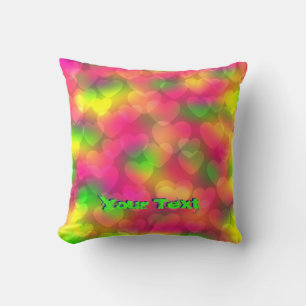 Crazy Colors, Hearts Bokeh-Platz-Kissen Kissen