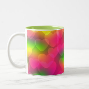 Crazy Colors Hearts Bokeh-Two Toned Coffee Tasse