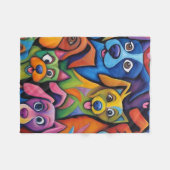 Crazy cool abstract cartoon dogs fleecedecke (Vorderseite (Horizontal))