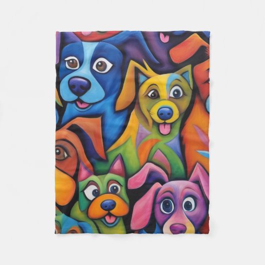Crazy cool abstract cartoon dogs fleecedecke (Vorderseite)