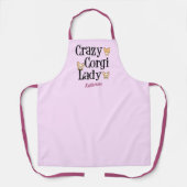 Crazy Corgi Lady Niedlich Pink Monogram Schürze (Vorderseite)