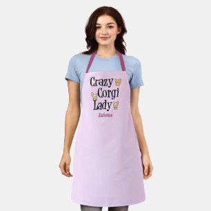 Crazy Corgi Lady Niedlich Pink Monogramm Schürze