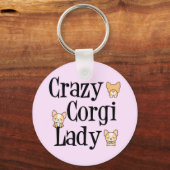 Crazy Corgi Lady Schlüsselanhänger (Vorderseite)