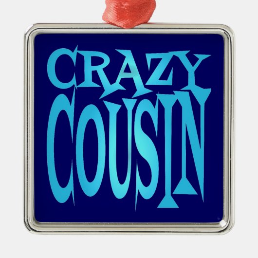 Crazy Cousin in Blue Ornament Aus Metall (Vorne)