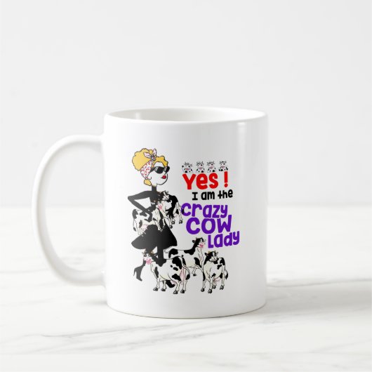 Crazy Cow Lady Coffee Tasse - Funny Farm Animal Li (Links)