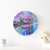 Crazy Craft Lady Blue Lila Butterfly Zickzack Col Große Wanduhr (Zuhause)