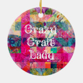 Crazy Craft Lady farbenfrohe Muster Vibranly Craft Keramik Ornament (Hinten)