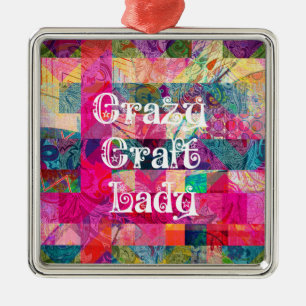 Crazy Craft Lady farbenfrohe Muster Vibranly Craft Ornament Aus Metall