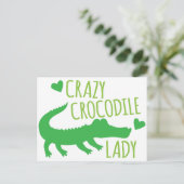 Crazy Crocodile Lady Postkarte (Stehend Vorderseite)