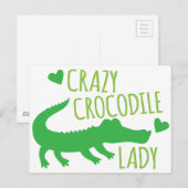 Crazy Crocodile Lady Postkarte (Vorne/Hinten)