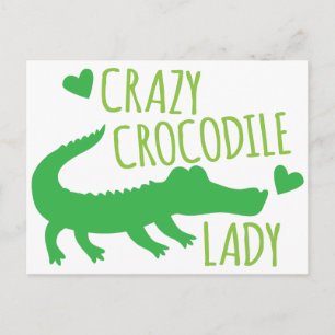 Crazy Crocodile Lady Postkarte