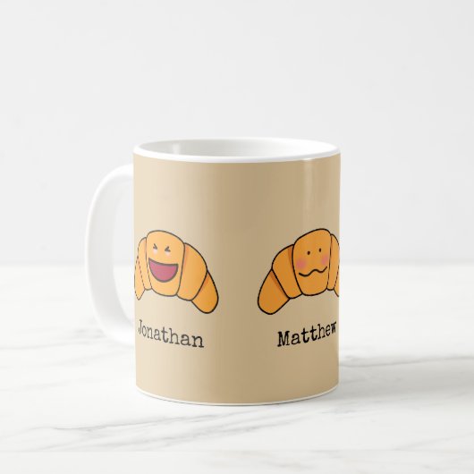 Crazy Croissants Trio mit Personalisierten Namen Kaffeetasse (Vorderseite Links)