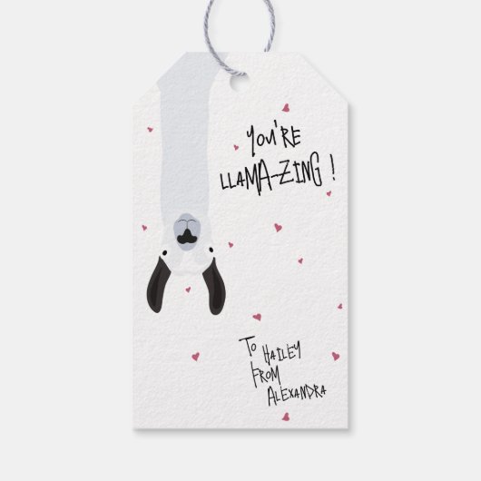 Crazy Cute “You’re Llama-zing” Llama Pun  Geschenkanhänger (Rückseite)