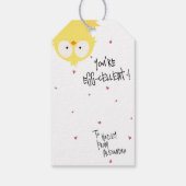 Crazy Cute “You're Egg-cellent!” Chicken Pun  Geschenkanhänger (Rückseite)