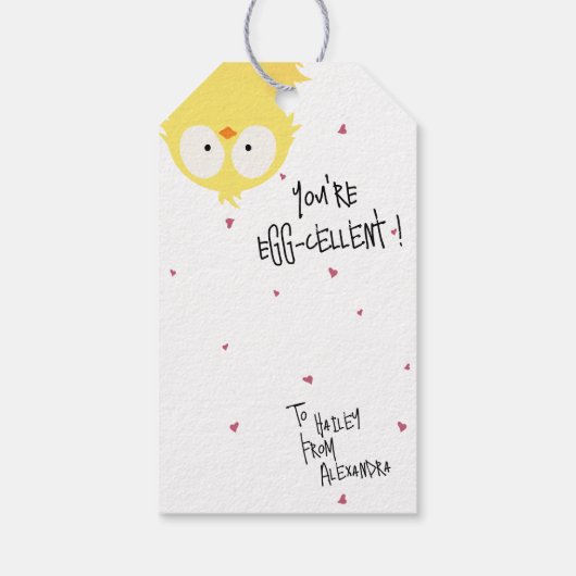 Crazy Cute “You're Egg-cellent!” Chicken Pun Geschenkanhänger (Rückseite)