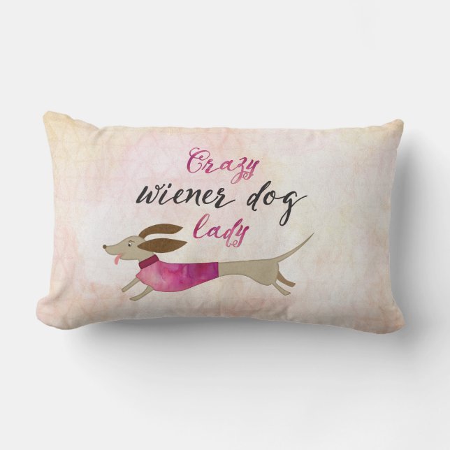 Crazy Dackel Dog Lady Lendenkissen (Vorderseite)