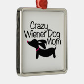 Crazy Dackel Hund Mama Dackel Weihnachtsfeier Silbernes Ornament (Rechts)