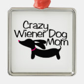 Crazy Dackel Hund Mama Dackel Weihnachtsfeier Silbernes Ornament (Vorne)