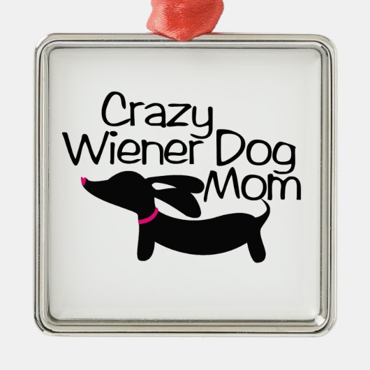 Crazy Dackel Hund Mama Dackel Weihnachtsfeier Silbernes Ornament (Vorne)