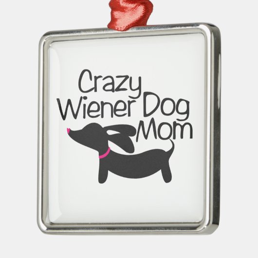 Crazy Dackel Hund Mama Dackel Weihnachtsfeier Silbernes Ornament (Links)