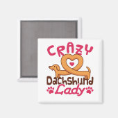 Crazy Dackel Lady Dackel Mama Magnet (Vorderseite/Rückseite)