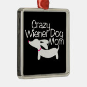 Crazy Dackel Silbernes Ornament (Rechts)