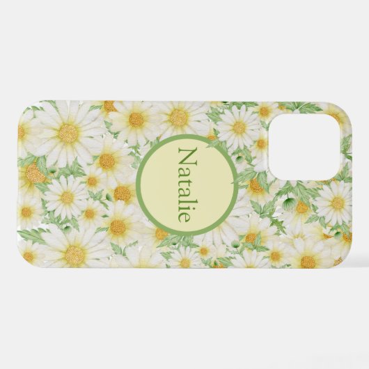 Crazy Daisy Floral Personalized  iPhone Case Hülle (Rückseite (Horizontal))