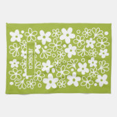 Crazy Daisy Muster in Spring Green mit Name Geschirrtuch (Horizontal)
