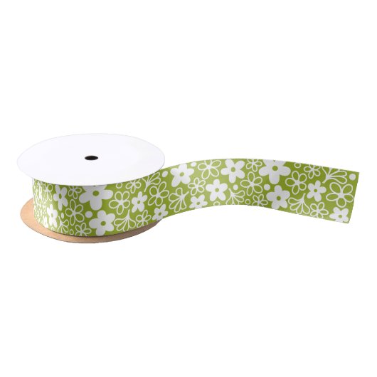 Crazy Daisy Muster in Spring Green Satinband (Spule)