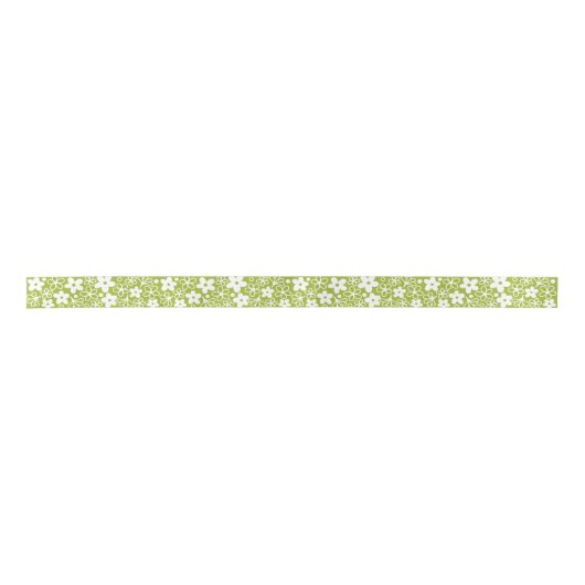 Crazy Daisy Muster in Spring Green Satinband (Vorderseite)