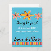 Crazy Daisy "Save the Date" Postcard Ankündigungspostkarte (Vorne/Hinten)