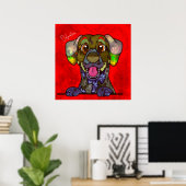 Crazy Dalmatiner Hund handgemalt Poster (Heimbüro)