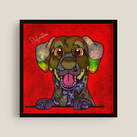Crazy Dalmatiner Hund handgemalt Poster