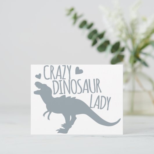 Crazy Dinosaur Lady Postkarte (Stehend Vorderseite)